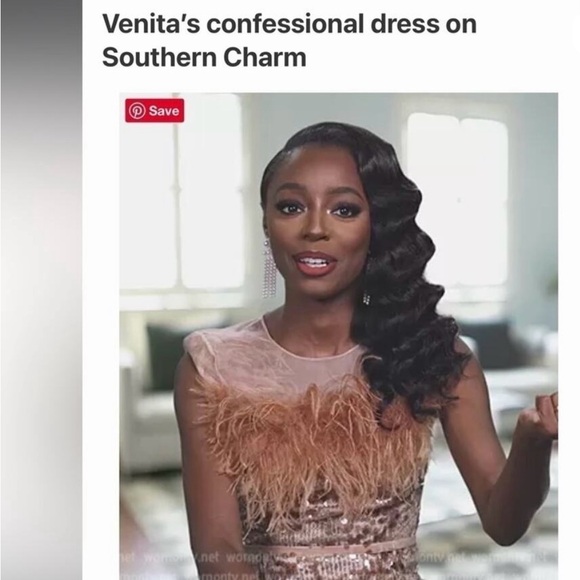 Antonio Melani and Nicola Bathie Elegant Feathered Sequin Dress - Picture 5 of 8